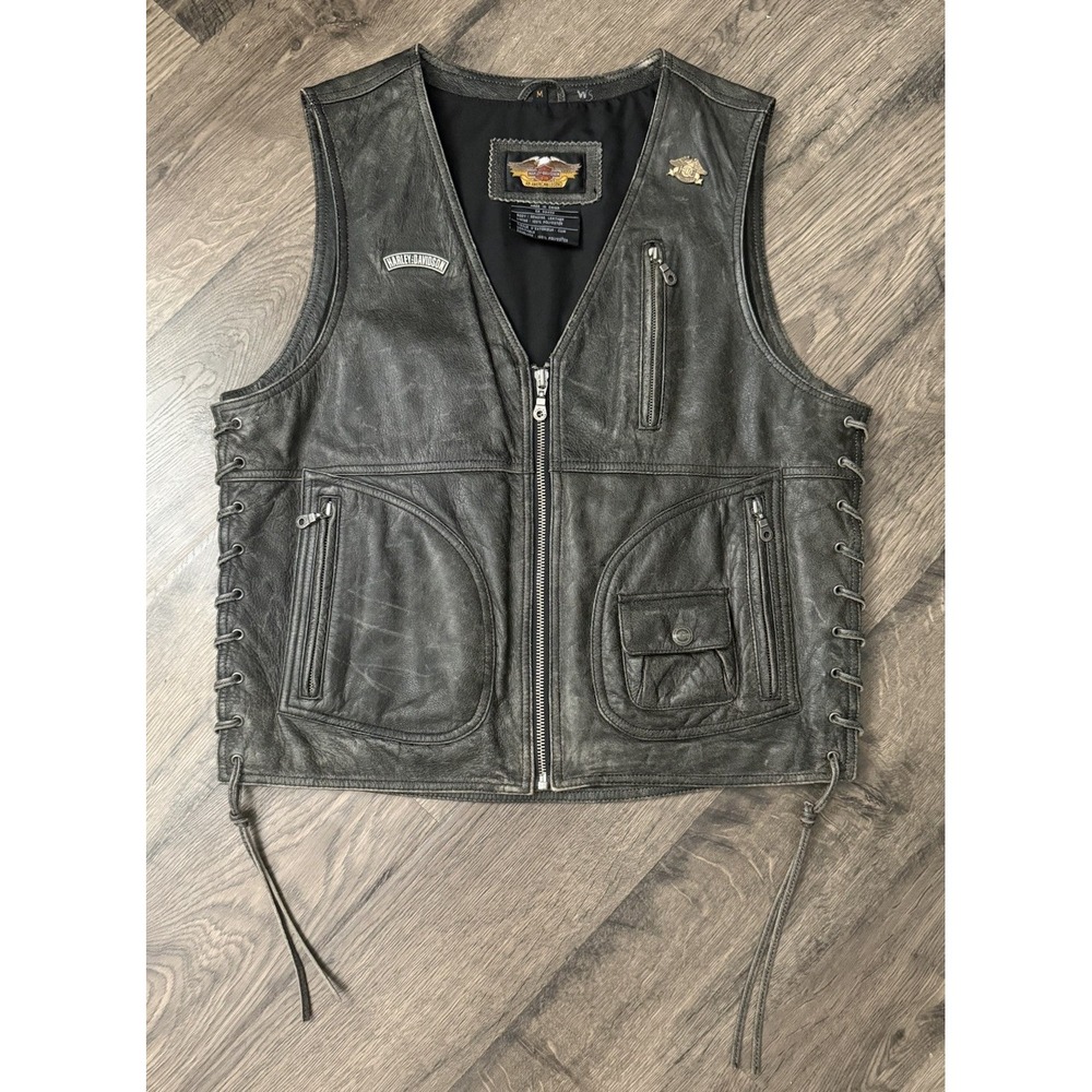 Harley Davidson Mens Medium Willie G Panhead Heritage Distressed Leather Vest